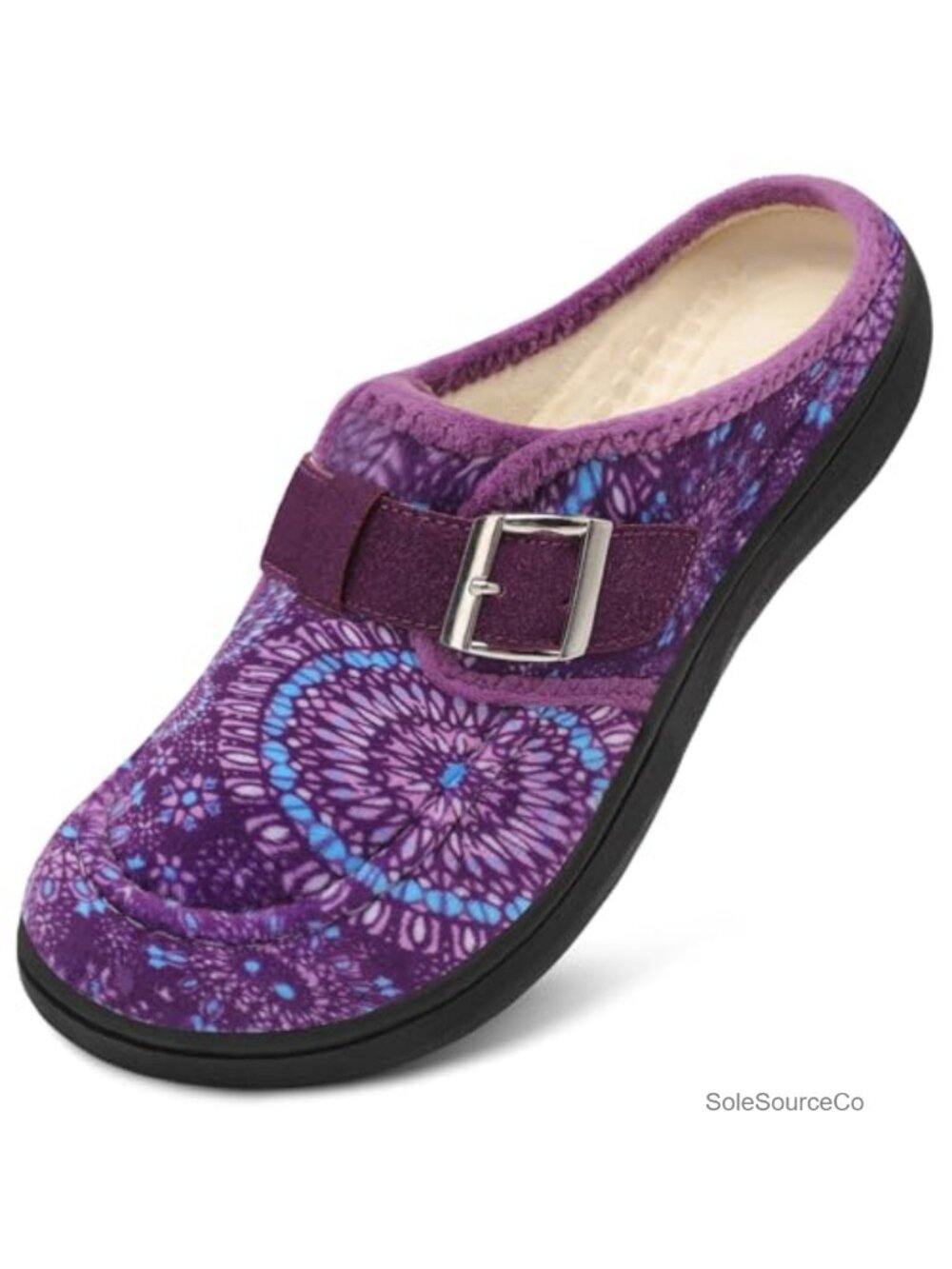 Womens Wide Slip On Mules Diabetic Warm House Slippers